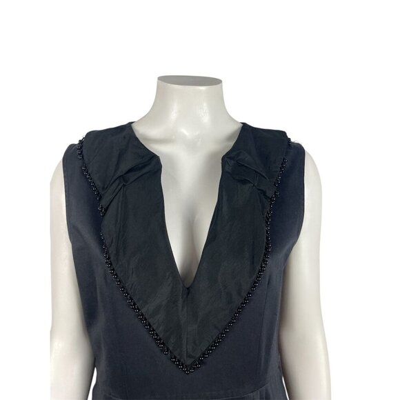 Rungolee Little Black Dress Small Beaded Pockets Zip Shift Cocktail - Picture 2 of 7